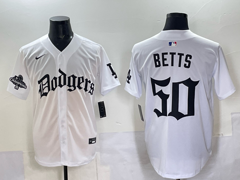 Men Los Angeles Dodgers #50 Betts white Nike 2025 MLB jersey 0014->los angeles dodgers->MLB Jersey